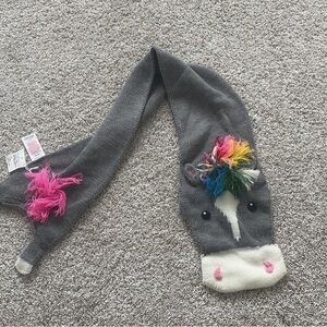 Mini Boden Gray Unicorn Kids scarf